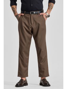 Snitch - Brown Solid Regular Formal Trouser for Men