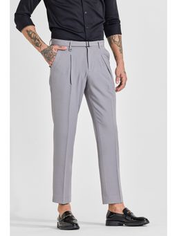 Snitch - Light Grey Solid Slim Formal Trouser for Men