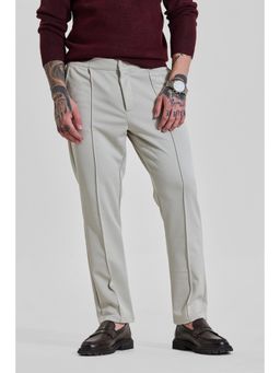 Snitch - Light Beige Textured Regular Casual Trouser for Men