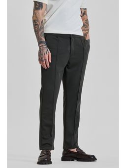 Snitch - Dark Charcoal Textured Regular Casual Trouser for Men