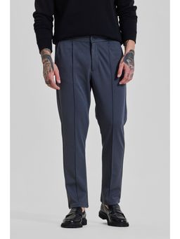 Snitch - Dark Grey Textured Regular Casual Trouser for Men