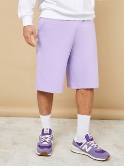 Styli - Lavender Basic Oversized Shorts With Drawstring