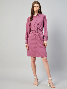 Marie Claire - Women Casual Onion Pink Colour Knee Length Solid Dress
