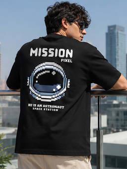 Dpassion - Mens Black Oversized Drop Shoulder T-Shirt