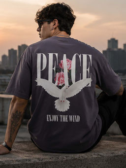 Dpassion - Mens Oversized Drop Shoulder Purple T-Shirt