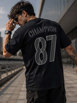 Dpassion - Mens Oversized Drop Shoulder Black T-Shirt