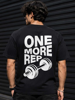 Dpassion - Mens Oversized Drop Shoulder Typography Black T-Shirt