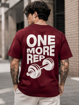 Dpassion - Mens Oversized Drop Shoulder Typography Maroon T-Shirt