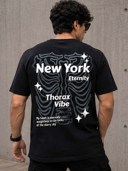 Dpassion - Mens Oversized Drop Shoulder Black T-Shirt