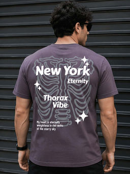 Dpassion - Mens Oversized Drop Shoulder Purple T-Shirt