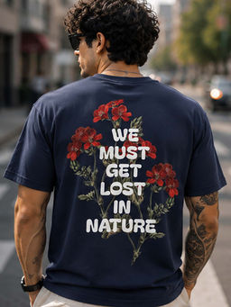 Dpassion - Mens Oversized Drop Shoulder Navy Blue T-Shirt
