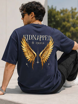 Dpassion - Mens Oversized Drop Shoulder Navy Blue T-Shirt