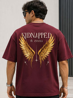 Dpassion - Mens Oversized Drop Shoulder Maroon T-Shirt