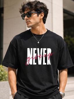 Dpassion - Mens Oversized Drop Shoulder Black T-Shirt