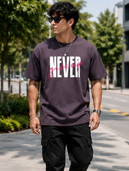 Dpassion - Mens Oversized Drop Shoulder Purple T-Shirt
