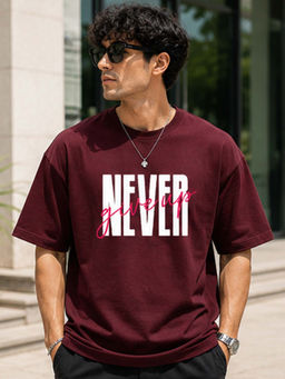 Dpassion - Mens Oversized Drop Shoulder Maroon T-Shirt