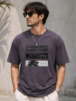 Dpassion - Mens Oversized Drop Shoulder Purple T-Shirt