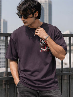 Dpassion - Mens Oversized Drop Shoulder Purple T-Shirt
