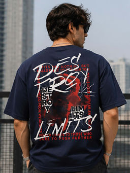 Dpassion - Mens Oversized Drop Shoulder Navy Blue T-Shirt