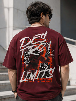Dpassion - Mens Oversized Drop Shoulder Maroon T-Shirt