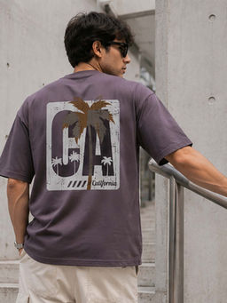 Dpassion - Mens Oversized Purple Drop Shoulder T-Shirt