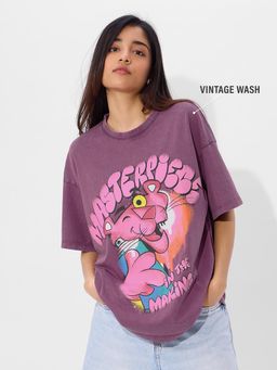 The Souled Store - Official Pink Panther Masterpiece Women Oversized T-Shirt