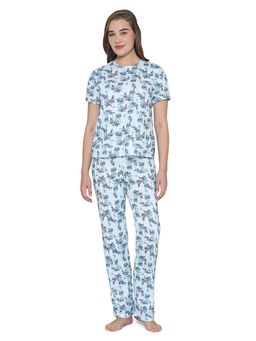 Wacoal - Women Blue Floral T-Shirt with Pyjama