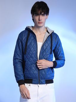 Campus Sutra - Blue Quilted Zip-Closure Puffer Jacket