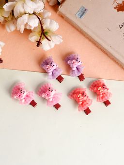 Silvermerc Designs - Set Of 6 Lace Teddy Bear Alligator Hair Clip