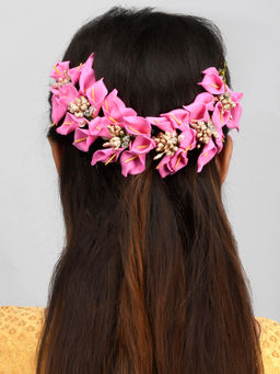 Silvermerc Designs - Women Pink Colored Embellished Hair Accessory Set