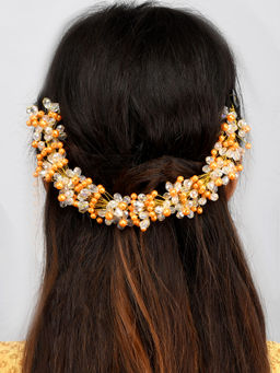 Silvermerc Designs - Women Gold and Yellow Colored Handcrafted Beaded Hair Tiara