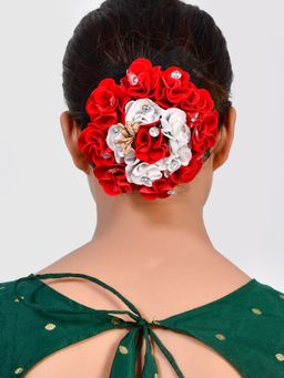 Silvermerc Designs - Red and White Crystal Hair Juda Bun Cover