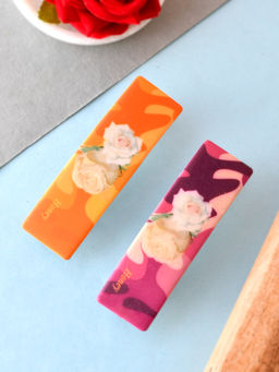 Silvermerc Designs - Set of 2 Multi Colored Printed Geometrical French Barette