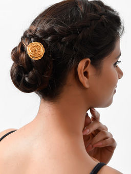 Silvermerc Designs - Women Gold Toned Hair Stick Bun Pin