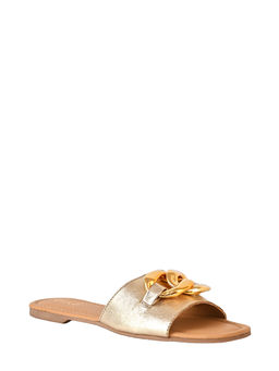 Eske - Gold Greta Genuine Leather Slip On Flats