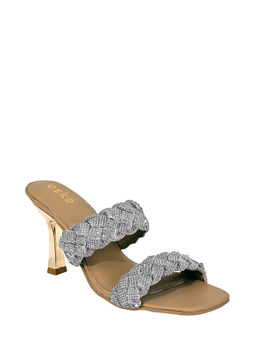 Eske - Silver Elle Genuine Leather Kitten Stilettos