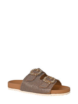 Eske - Gold Noelle Genuine Leather Slip On Sandals