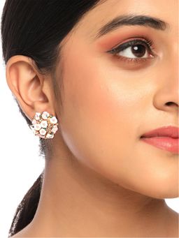 Yellow Chimes - White and Pink Floral Studs