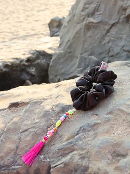 Soho Boho Studio - Divine Black Boho Tassel Scrunchie