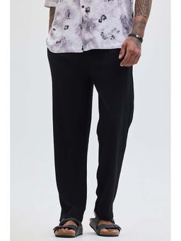 Snitch - Black Textured Slim Fit Trouser