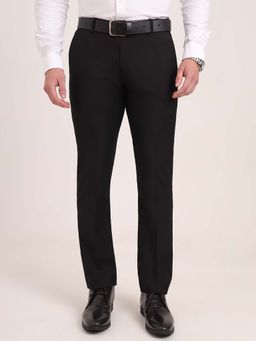JadeBlue - Black Lycra Blend Formal Trouser