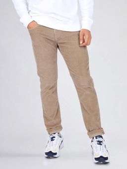 Lee - Men Beige Mid Rise Slim Tapered Fit Trouser