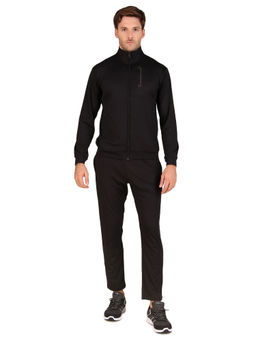 Vector X - Black OTS-318 Mens Solid Winter Sports Gym Zipper Tracksuit (Set of 2)