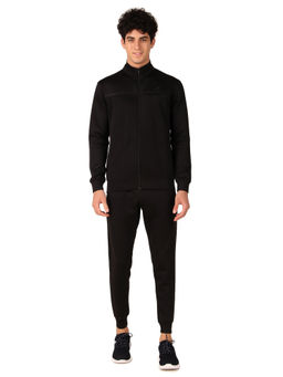 Vector X - Black Mens Zipper Sports Gym Wear Winter Tracksuit (Set of 2)