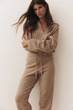 H&M - Women Beige Fine-Knit Joggers