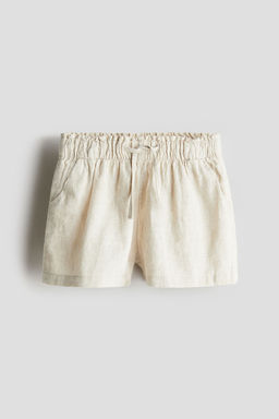 H&M - Girls Beige Linen-Blend Shorts