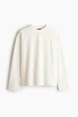 H&M - Men White Loose Fit Long-Sleeved Jersey Top