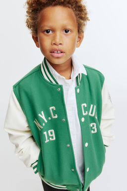 H&M - Boys Green Motif-Detail Baseball Jacket