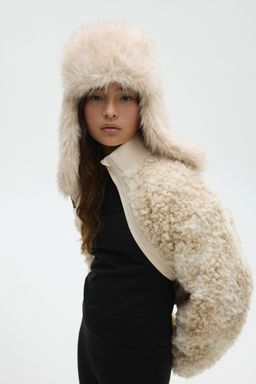 H&M - Girls Beige Teddy Sports Jacket