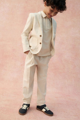 H&M - Boys Beige Linen-Blend Chinos